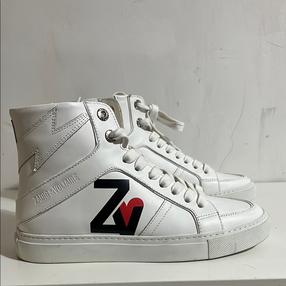 Zadig & Voltaire White High-Top Sneakers Size 37 Retail $448